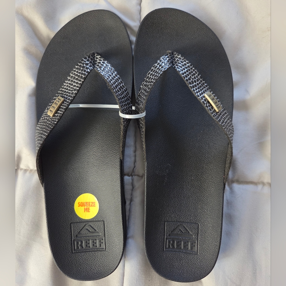 Brand new! Reef Black and Gray Flip Flops